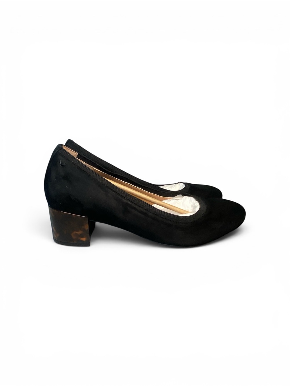Vionic Black Suede Low Block Tortoise Heel Pumps - Picture 2 of 11